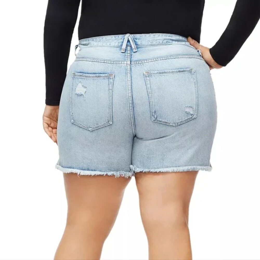 Good American Cutoff Denim Shorts In Blue254 Size 8/29 - Picture 2 of 9